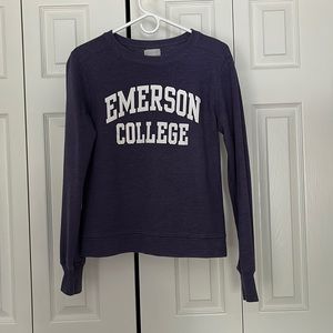 Dark purple Emerson College sweatshirt, worn often, size M